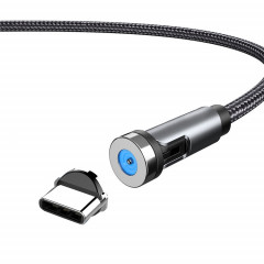Câble de chargement de données rotatif CC56 USB vers Type-C / USB-C à interface magnétique avec prise anti-poussière, longueur du câble : 2 m (noir)